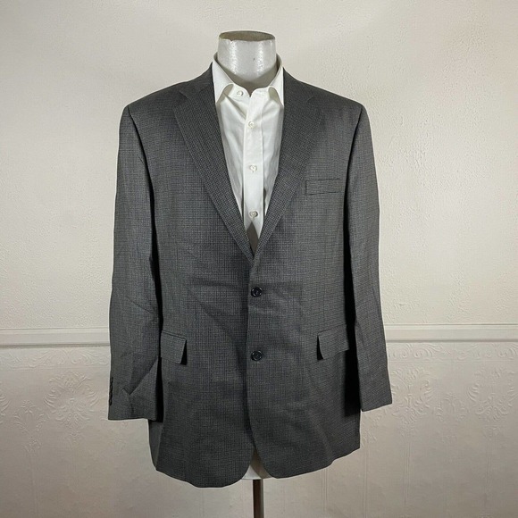 Pronto Uomo Blazer Sport Coat Mens 46L Green Check Silk Wool Two Button - Picture 3 of 8